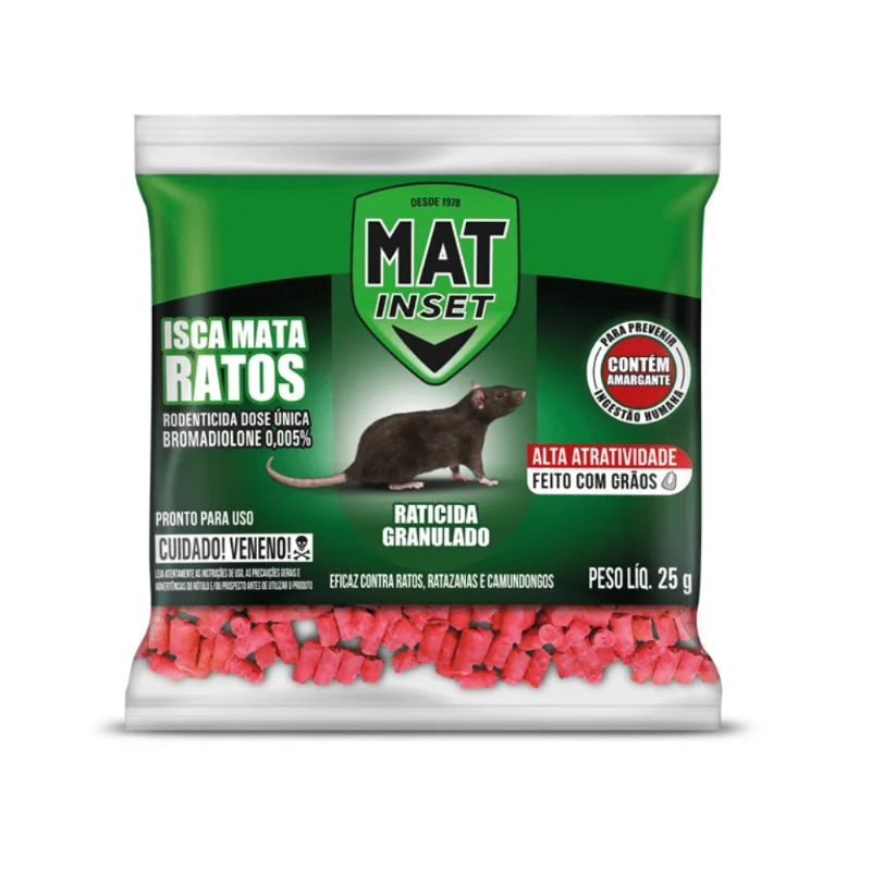 Inseticida Mat Inset Iscas Mata Ratos 25g