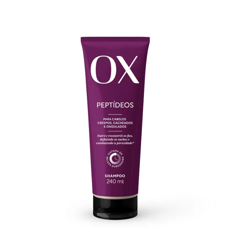 Shampoo OX Peptídeos para Crespos e Cacheados 240ml - Ox - Dermo E Beleza