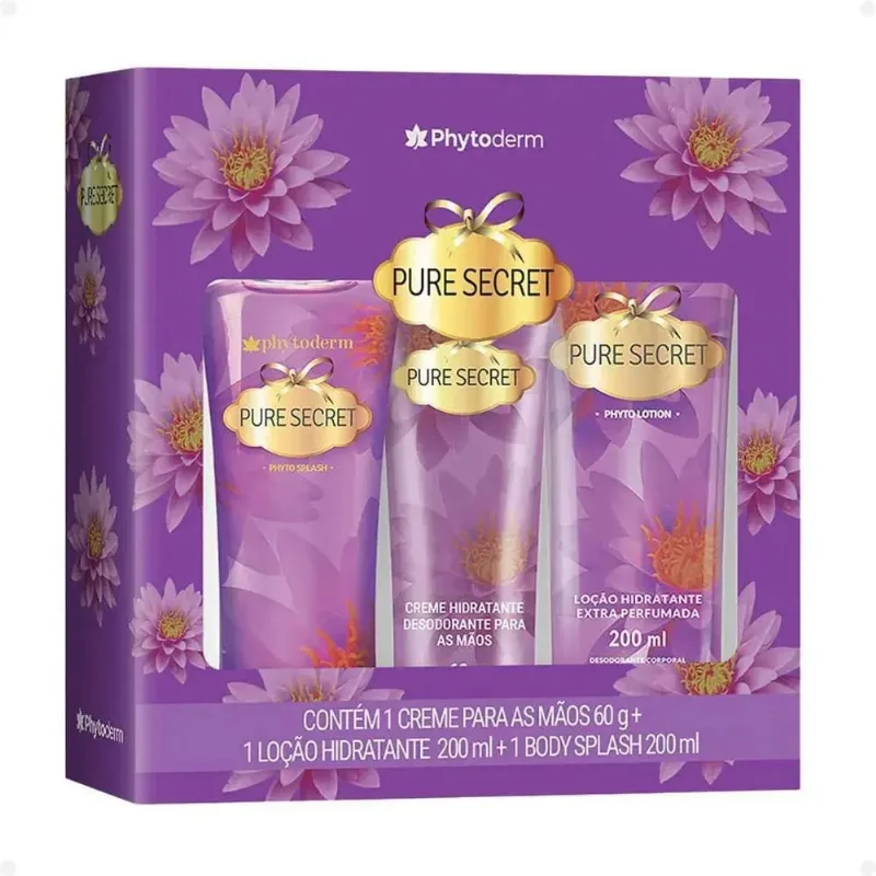 Kit Phytoderm Pure Secret Creme para Mãos 60g + Loção Hidratante 200ml + Body Splash 200ml