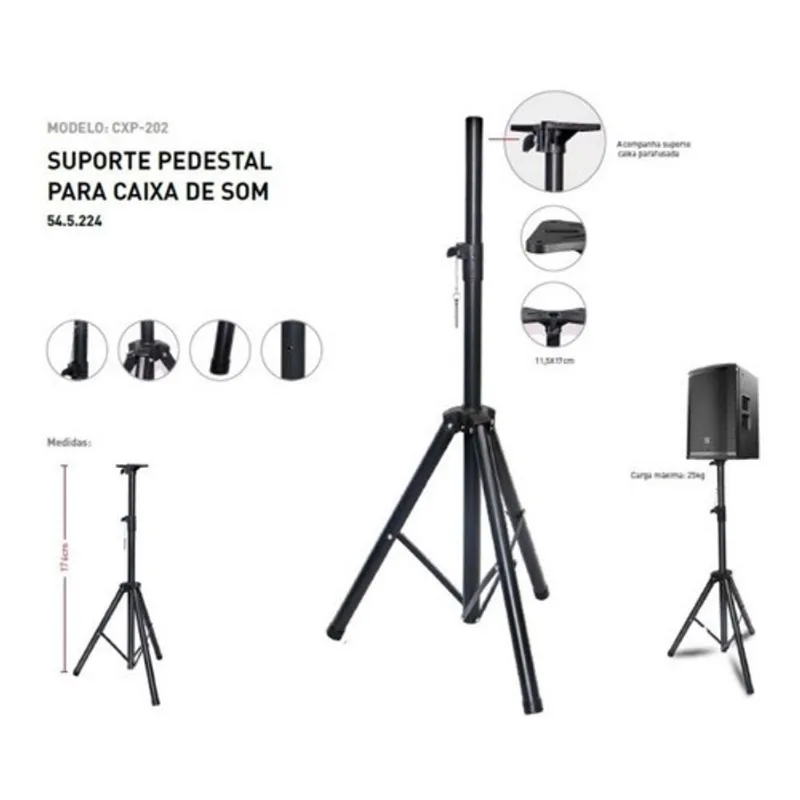 Tripe Suporte Pedestal De Caixa Em Ferro Mxt Cxp-202 Preto