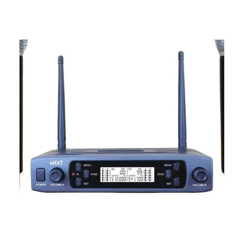 Microfone sem Fio Duplo UHF-527M com Alcance Até 100 Metros e 100 Canais Selecionáveis Grupo MXT - OUTRAS