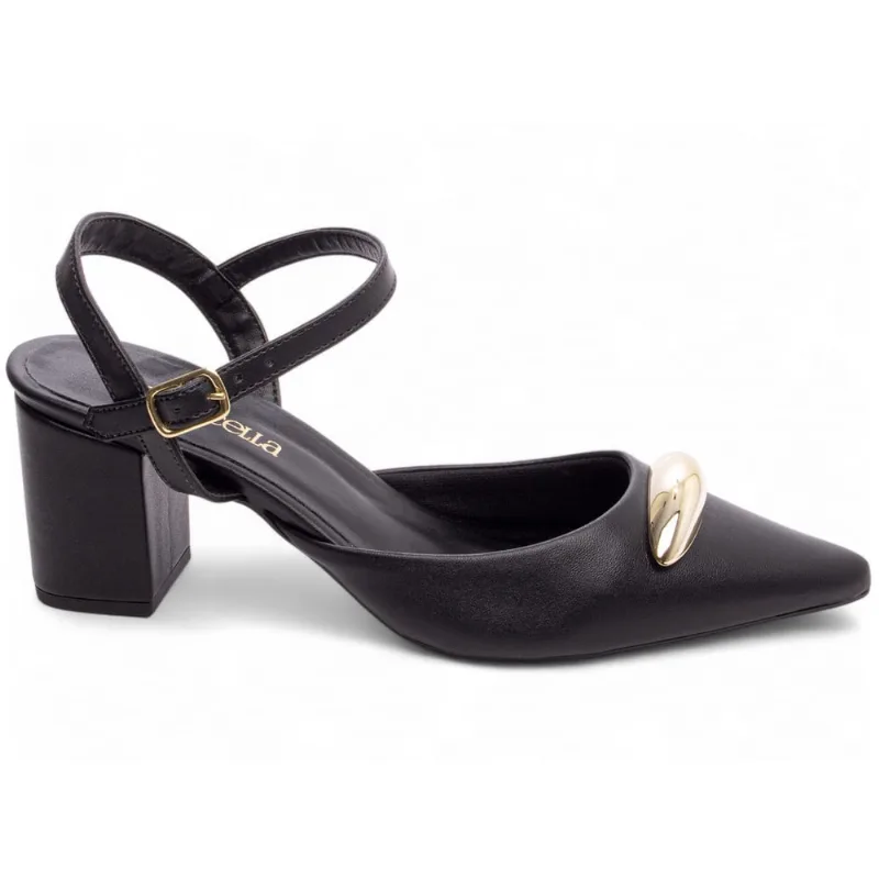 Scarpin Feminino Preto Sapato Salto Médio Baixo Grosso Bloco 6cm Preto Torricella