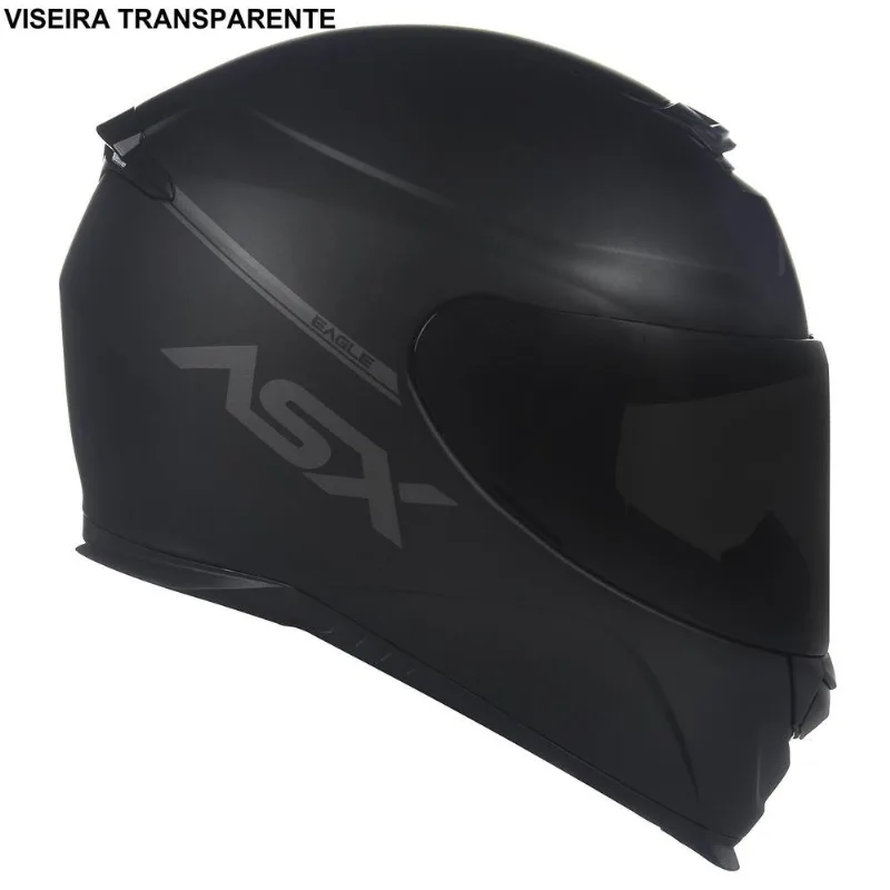 Capacete ASX Eagle Solid Fosco Preto Cinza 58 (MP)