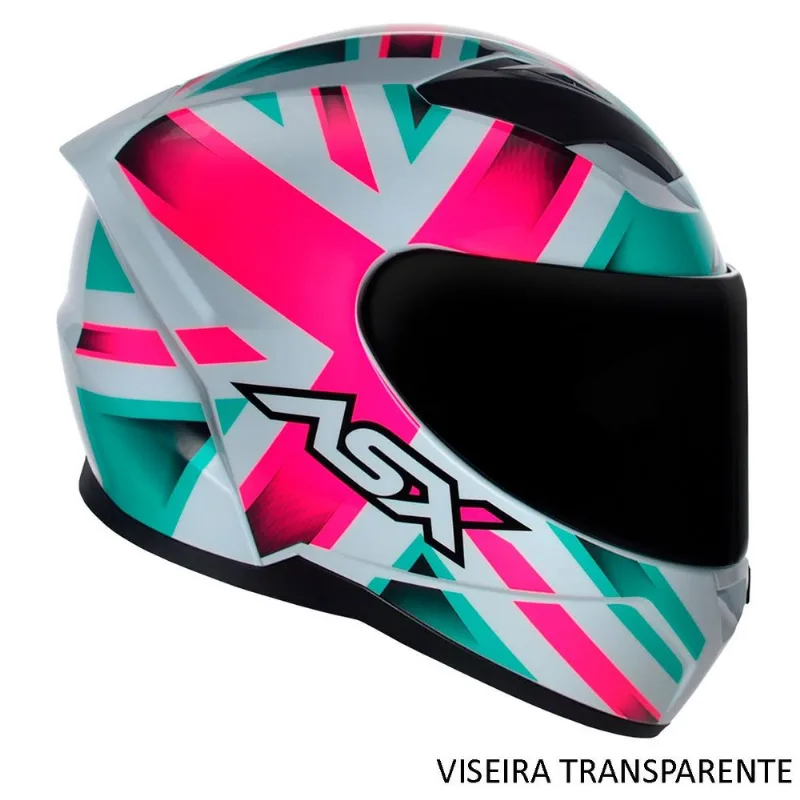Capacete ASX City Kingdom Brilho Branco Rosa Tiffany 56 (MP)