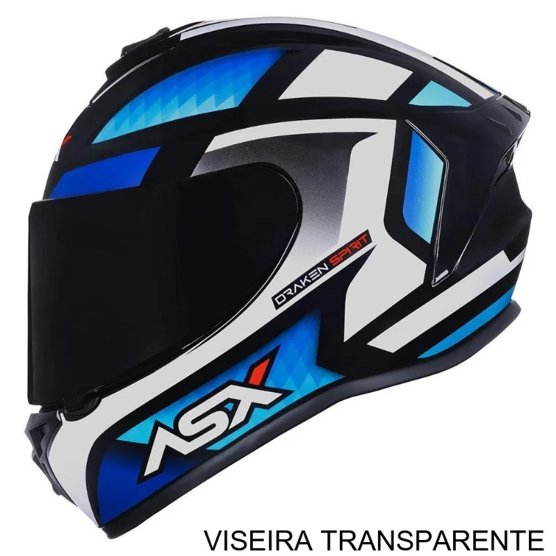 Capacete ASX Draken Spirit Brilho Preto E Branco 62 (MP)