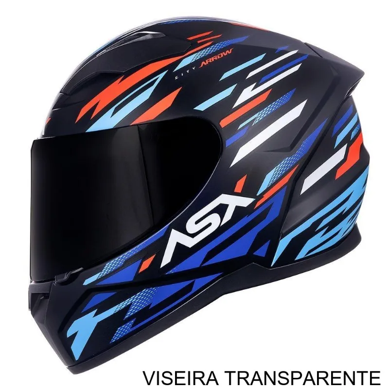 Capacete ASX City Arrow Fosco Preto E Azul 62 (MP)