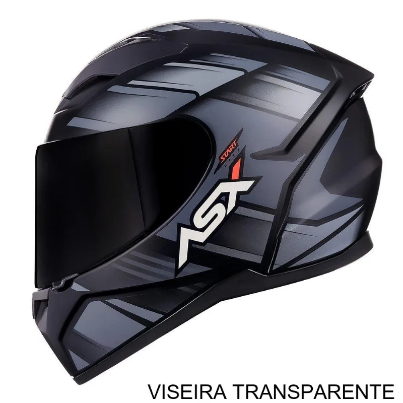 Capacete ASX City Start Fosco Preto E Cinza 54 (MP)