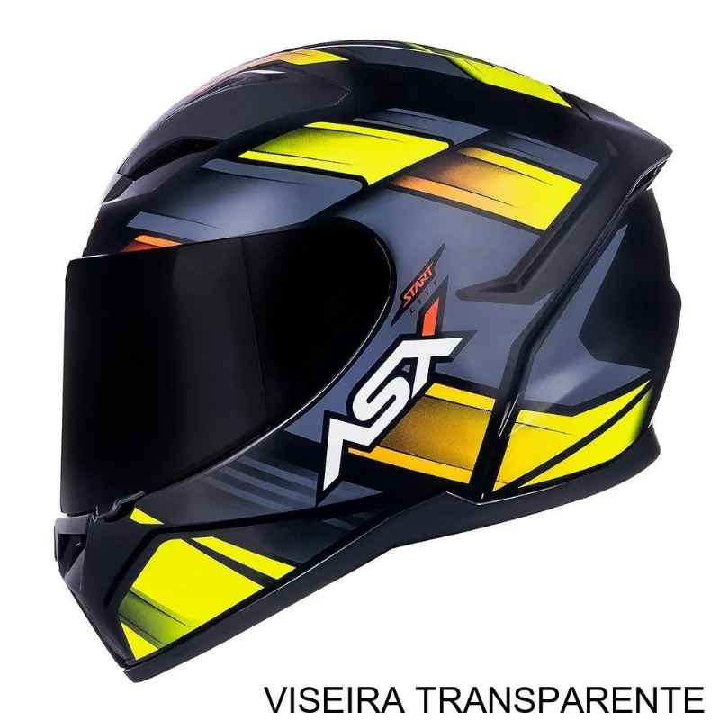 Capacete ASX City Start Brilho Preto E Amarelo 58 (MP)