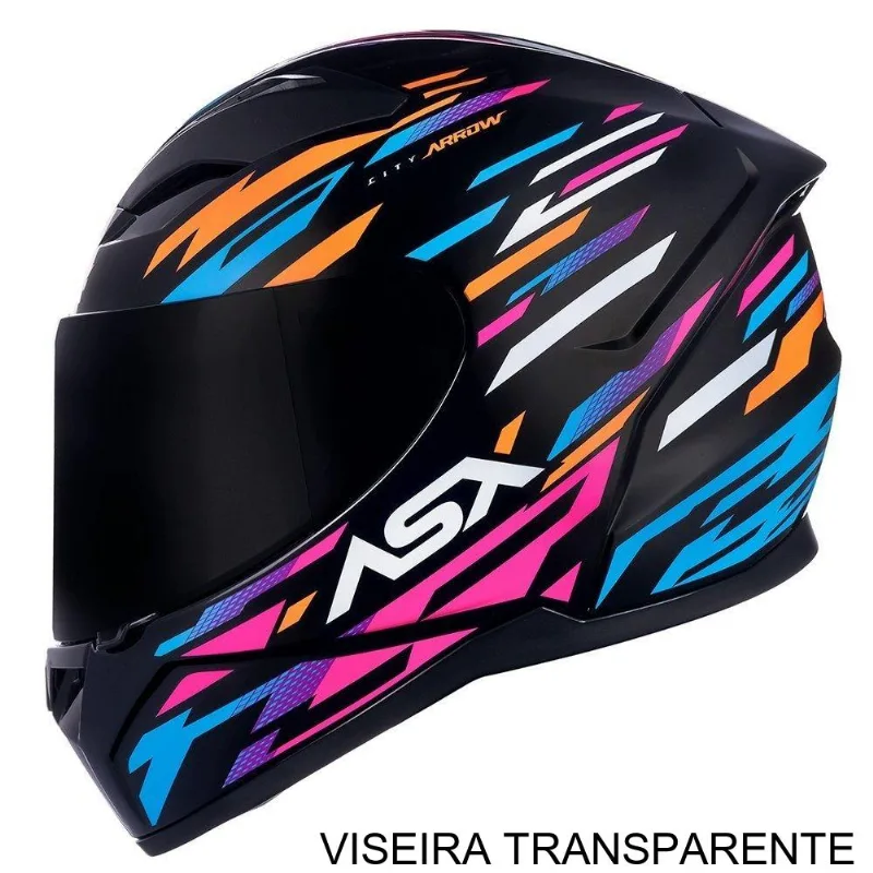 Capacete ASX City Arrow Brilho Preto E Rosa 56 (MP)