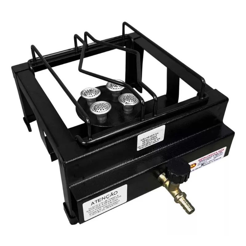 Fogão Industrial roa 1 Boca Alta Pressão 4 Caulins Preto