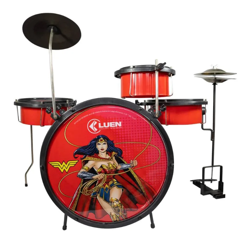 Bateria Infantil Mulher Maravilha Vermelho Luen Warner Heroes