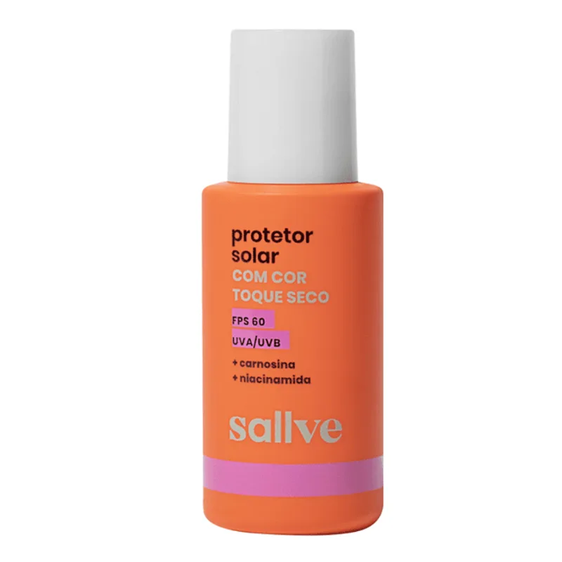 Protetor Solar Facial Sallve Toque Seco FPS60 Com Cor 20 40g - Sallve