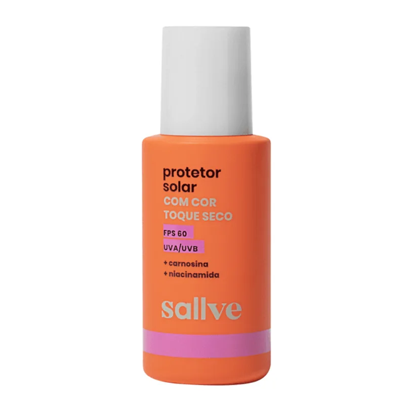 Protetor Solar Facial Sallve Toque Seco FPS60 Com Cor 50 40g - Sallve