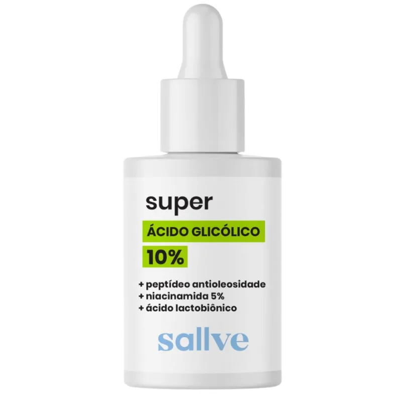 Sérum Facial Sallve Super Antioleosidade Ácido Glicólico 10% 30ml - Sallve