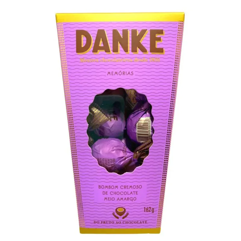 Bombom Danke Chocolate Meio Amargo 70% Cacau Caixa 162g - Danke