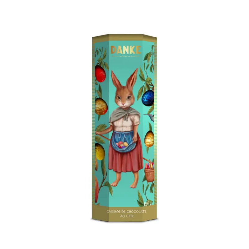 Ovinhos de Chocolate Ao Leite Danke Meio Amargo Avelã e Caramelo Amargo Caixa 126g - Danke