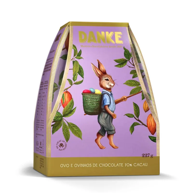 Ovo de Chocolate Ao Leite Danke 70% Cacau 227g c/ 6 Ovinhos Ovo de Chocolate ao Leite Danke 70% Cacau 227g Com 6 Ovinhos - Danke