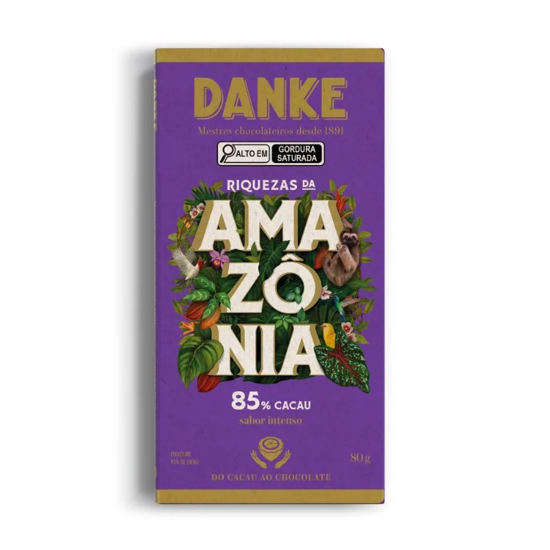 Chocolate 85% Cacau Amazônia Danke 80g