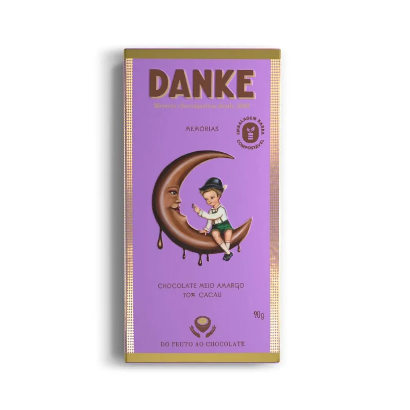 Chocolate em Barra Meio Amargo 70% Cacau Danke 90g - Danke