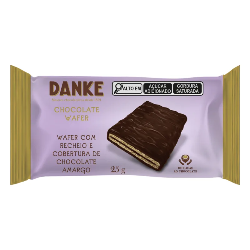 Wafer com Chocolate Amargo 70% Danke 25g