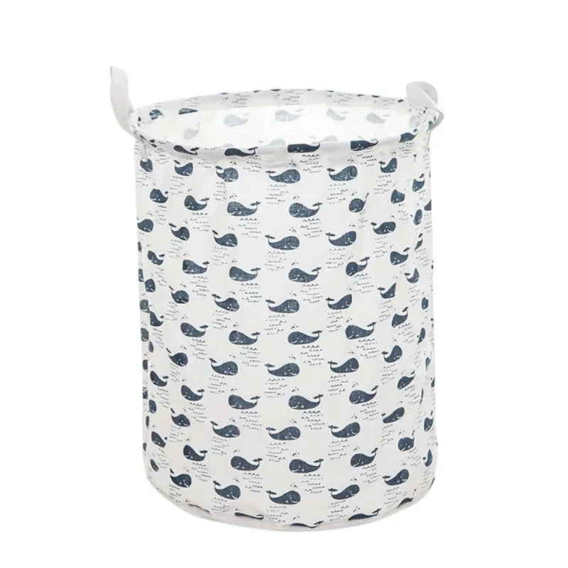 Cesto De Roupa Suja Com Estampa De Baleias
