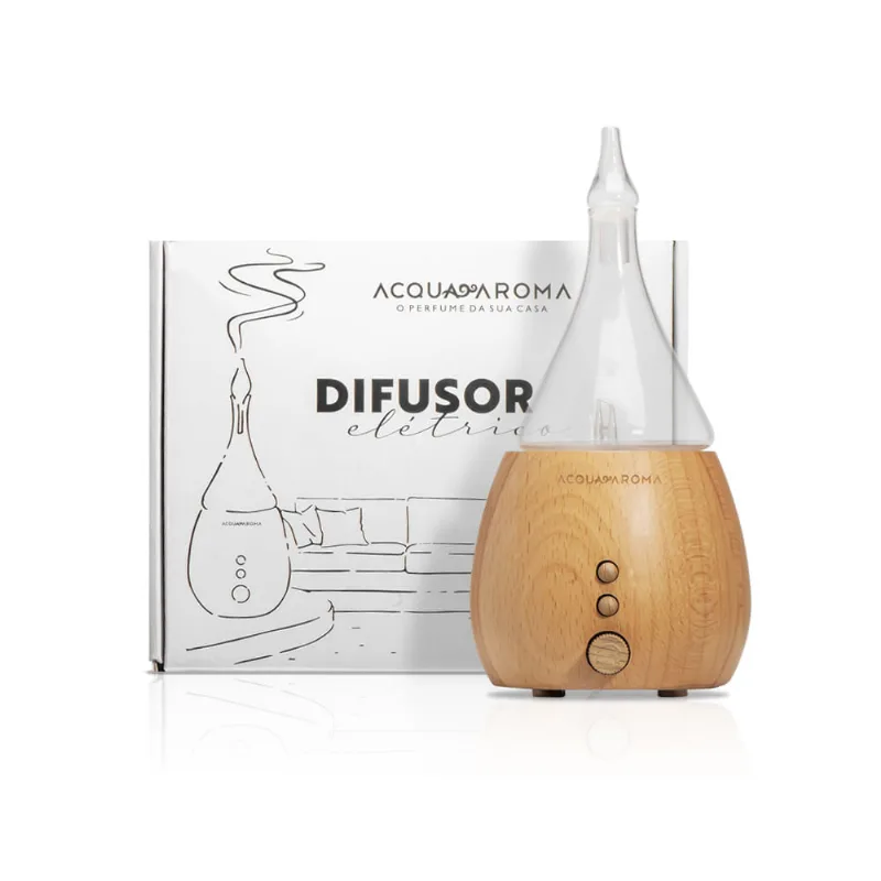 Difusor Elétrico Aromaterapia Gota de Vidro Madeira Madeira