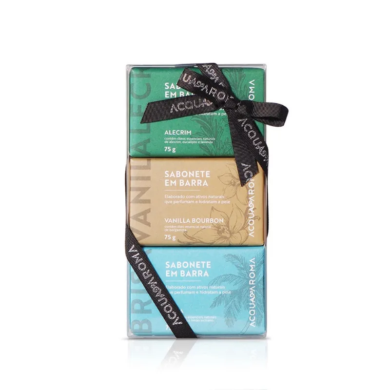 Kit Sabonetes 3x75g Acqua Aroma Alecrim Vanila Bourbon Brisa