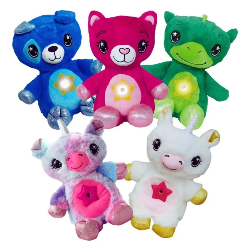Urso De Pelúcia Projetor De Luzes Musica Star Belly c/ Pilha