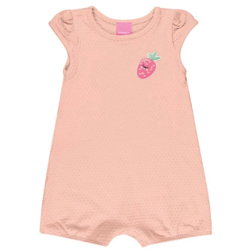 Macacão Bebê Menina Banho De Sol, Cotton Poá, Moranguinho - Kamylus