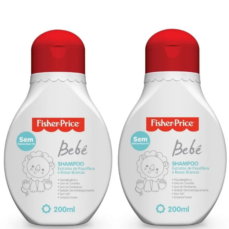 2 SHAMPOOS PARA BEBE FISHER PRICE 200 ML HIPOALERGÊNICO