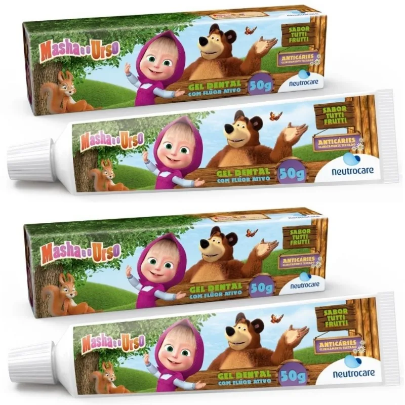 2 GEL DENTAL NEUTROCARE MASHA E O URSO TUTTI FRUTTI 50GR