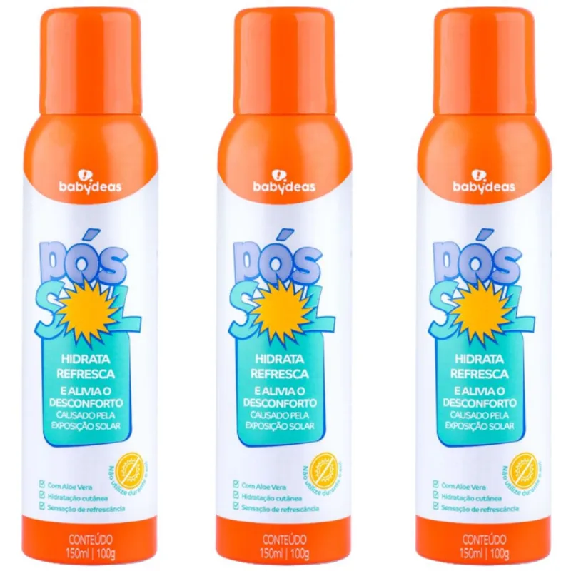 3 pós sol infantil refrescante - 150ML - babydeas