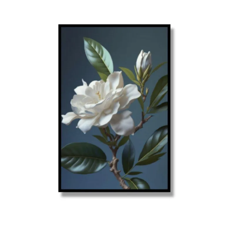 Quadro Com Acetato Flor Branca 63x93cm 4518 Brisa Artes