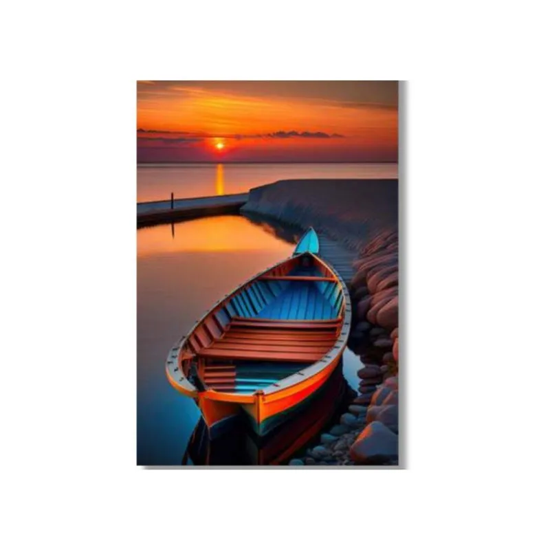 Quadro 60X90 Canoa Paisagem Canvas 4501 Brisa Artes