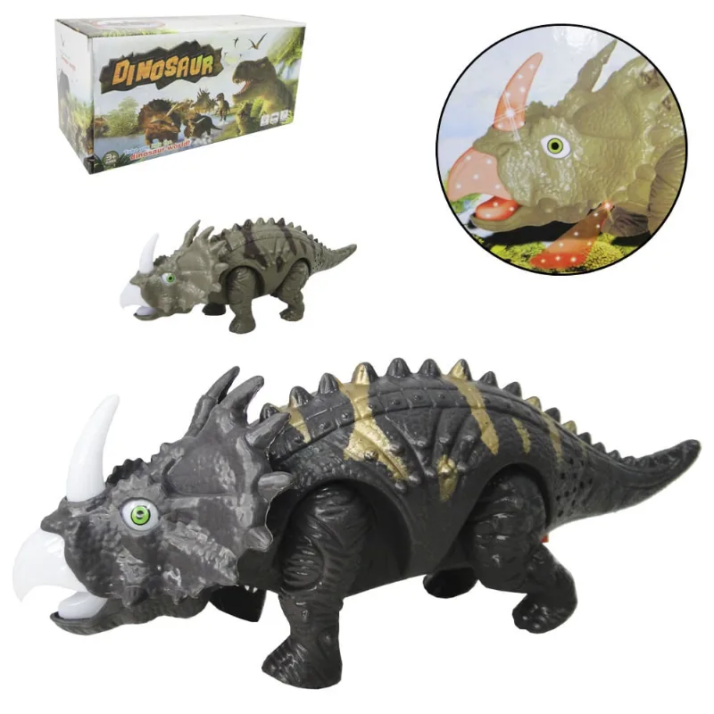 Dinossauro com som e luz a pilha 26x9x9cm na caixa