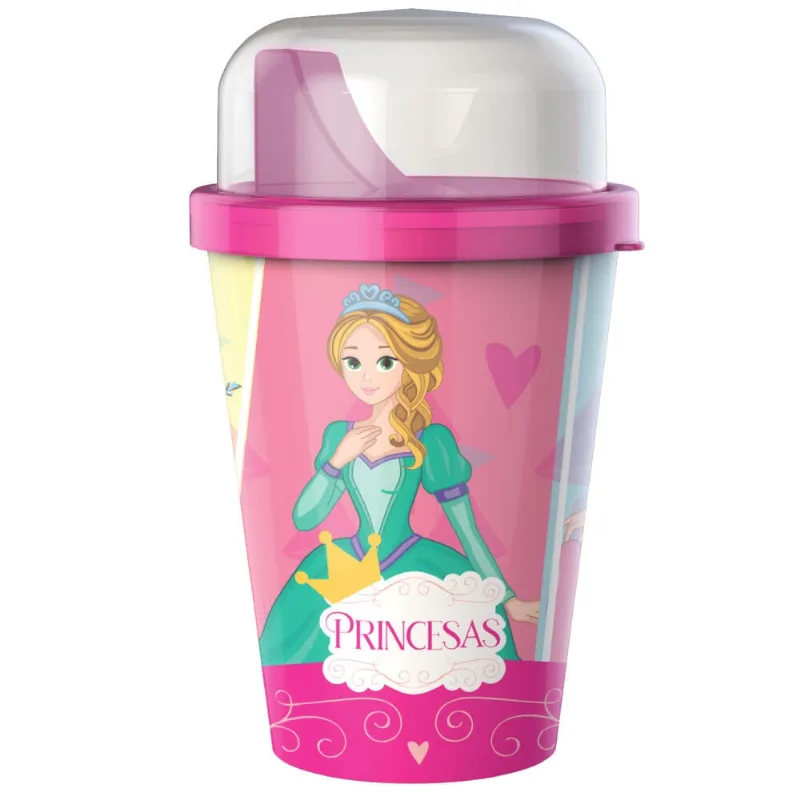 Copo Bico Com Tampa Princesa 250ML - 1096 - panamby