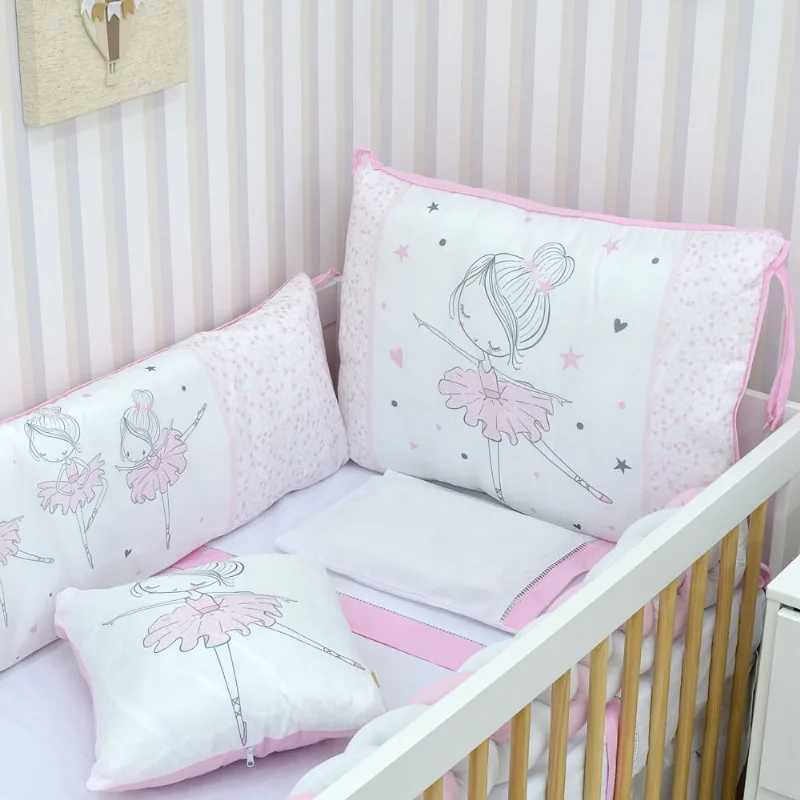 Kit Berço Bailarina com 7 peças Rosa