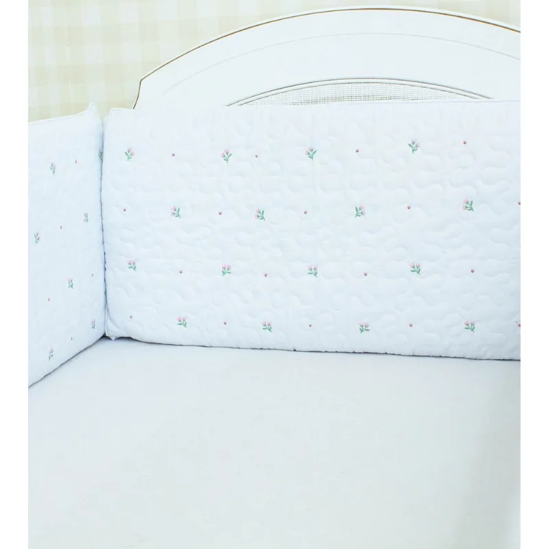 Kit Berço Flores 5 Peças Branco