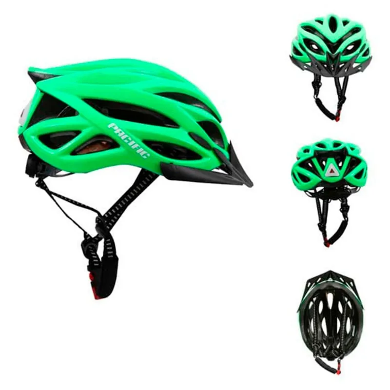 Capacete Para Ciclista Pacific Com Pisca Verde G (MP)