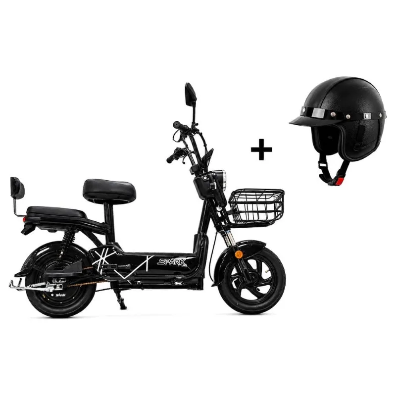 Bicicleta Elétrica Scooter Autopropelido Cairu Spark 800W 32km/h 48V 12Ah Preta Com Capacete (MP) Bicicleta Elétrica Scooter Cairu Spark 800W 32km/h 48V 12Ah Preta Com Capacete (MP) - CAIRU