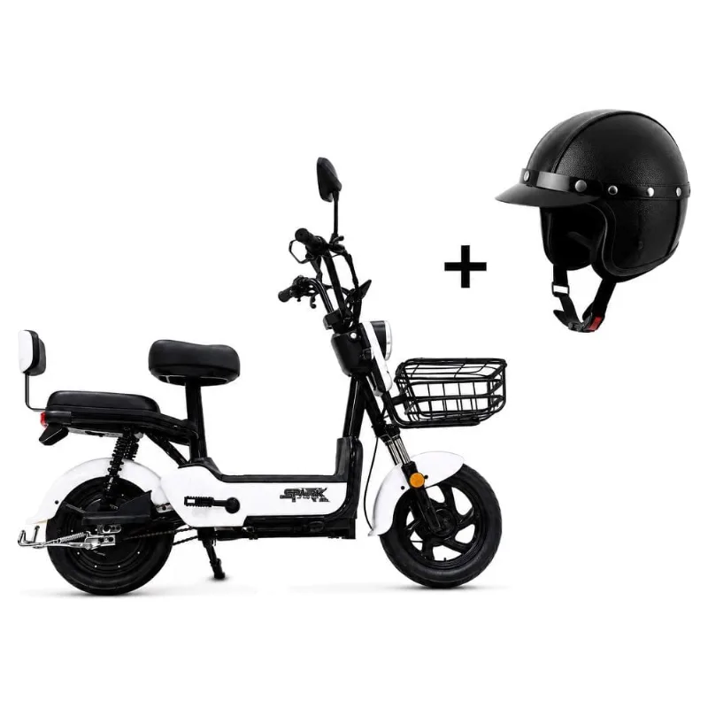 Bicicleta Elétrica Scooter Autopropelido Cairu Spark 800W 32km/h 48V 12Ah Branca Com Capacete (MP) Bicicleta Elétrica Scooter Cairu Spark 800W 32km/h 48V 12Ah Branca Com Capacete (MP) - CAIRU