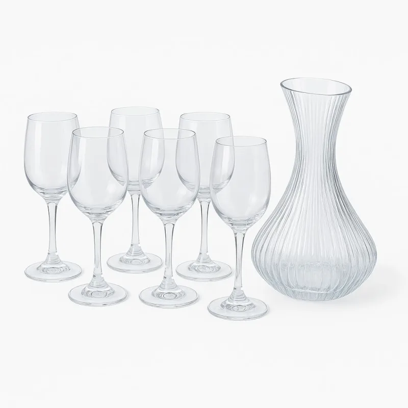 Taças de Vinho e Decanter em Vidro – Conjunto Completo 7 Peças - GMB