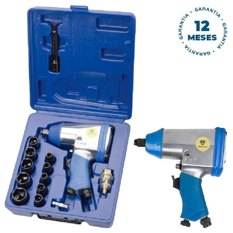 Chave De Impacto Pneumática 1/2 Pol 32 Kgfm 7000 Rpm C/ Kit 17 Peças Rp7808 Rongpeng