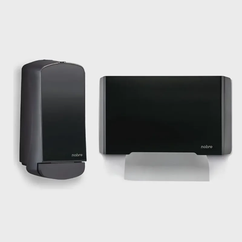 Kit Dispenser Saboneteira 800 ml E Toalheiro Preto Select Nobre