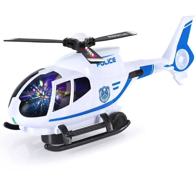 Brinquedo Infantil Helicóptero Policial Bate e Volta com Luzes e Sons Branco