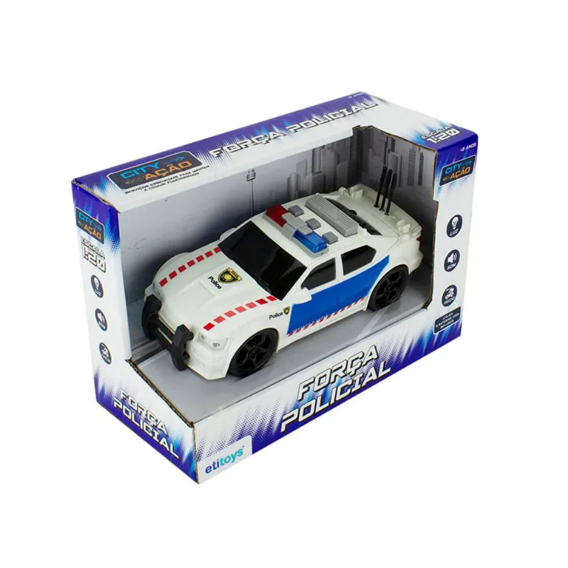 Carrinho de Policia Luz e Som Etilux