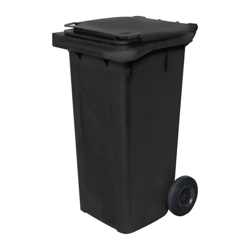 Lixeira Quadrada Container com Rodas Preta 120L Lar