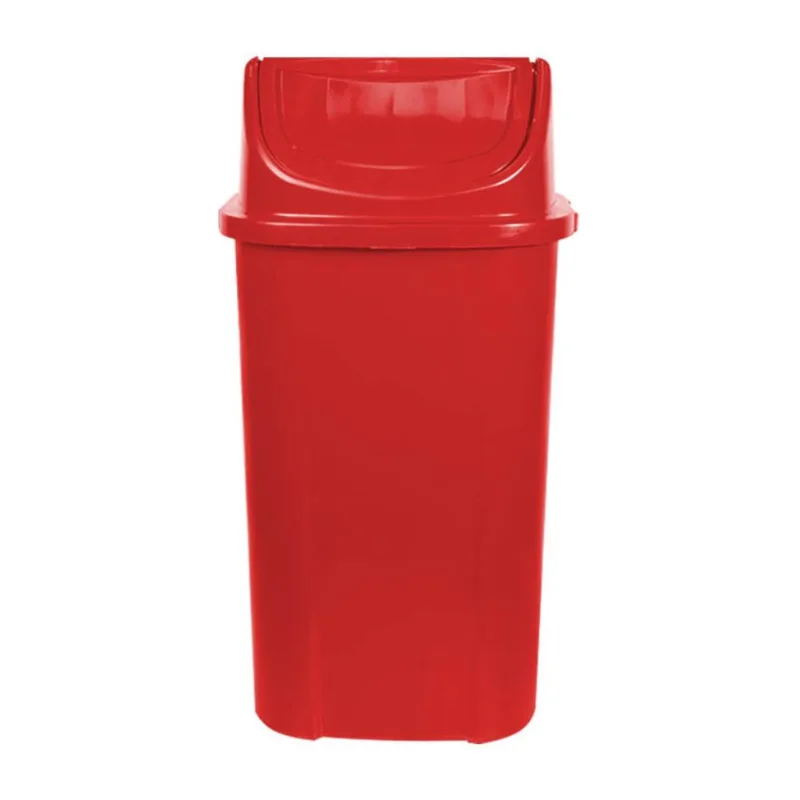 Lixeira Quadrada Tampa Vai e Vem Vermelho 60L Lar