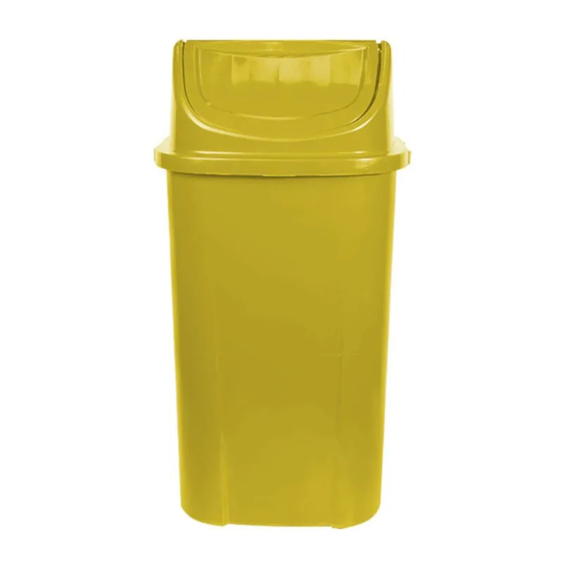 Lixeira Quadrada Tampa Vai e Vem Amarelo 60L Lar