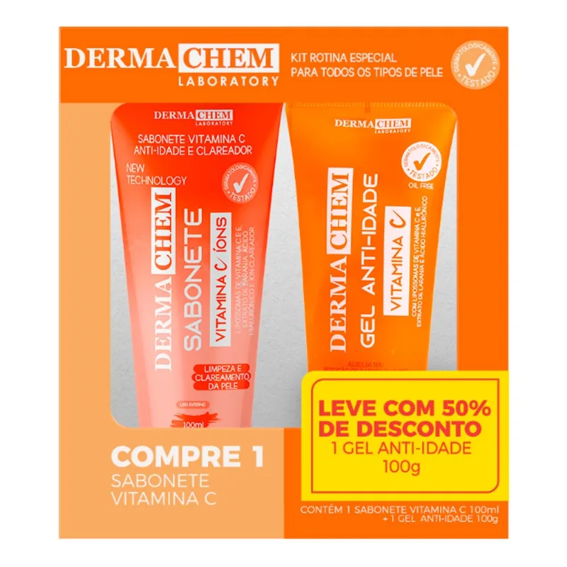 Kit Sabonete Dermachem Vitamina C 100ml + Gel Anti-Idade 100ml